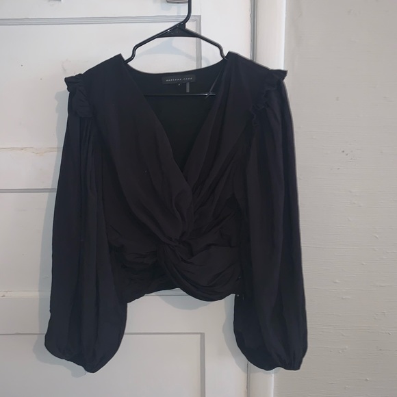 Endless Rose Front Twist Blouse Black Small - Picture 2 of 5